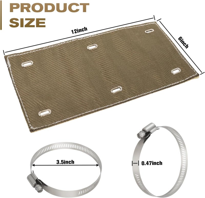 Swess 2 Set Titanium Pipe Shield 6" x 12", Exhaust Heat Shield for Motorcycle, Components, Hoses, Lines, and Electrical Wiring, Two-layer Exhaust Wrap Pipe Heat Shield Protection up to 1350°F - Image 2